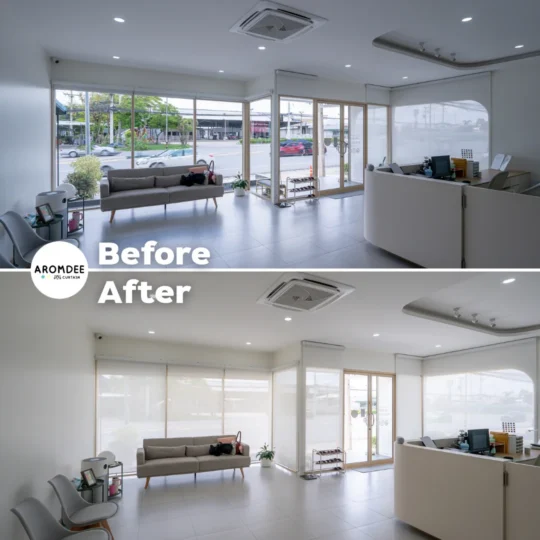 Before & After ติดตั้งผ้าม่านม้วน